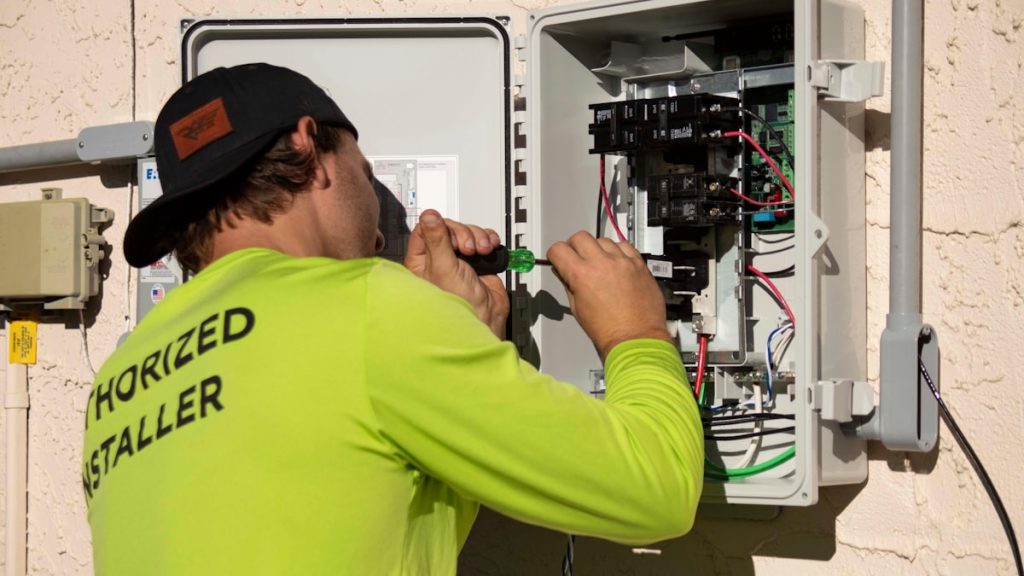 Técnico trabajando en un panel eléctrico